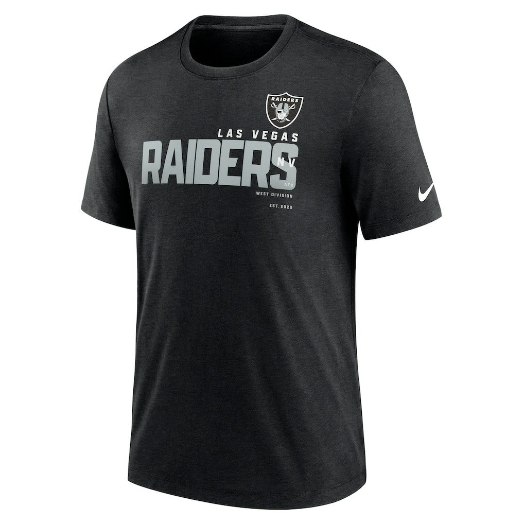 Las Vegas Raiders Team Tri-Blend T-Shirt Heather Black | Nike for Sale