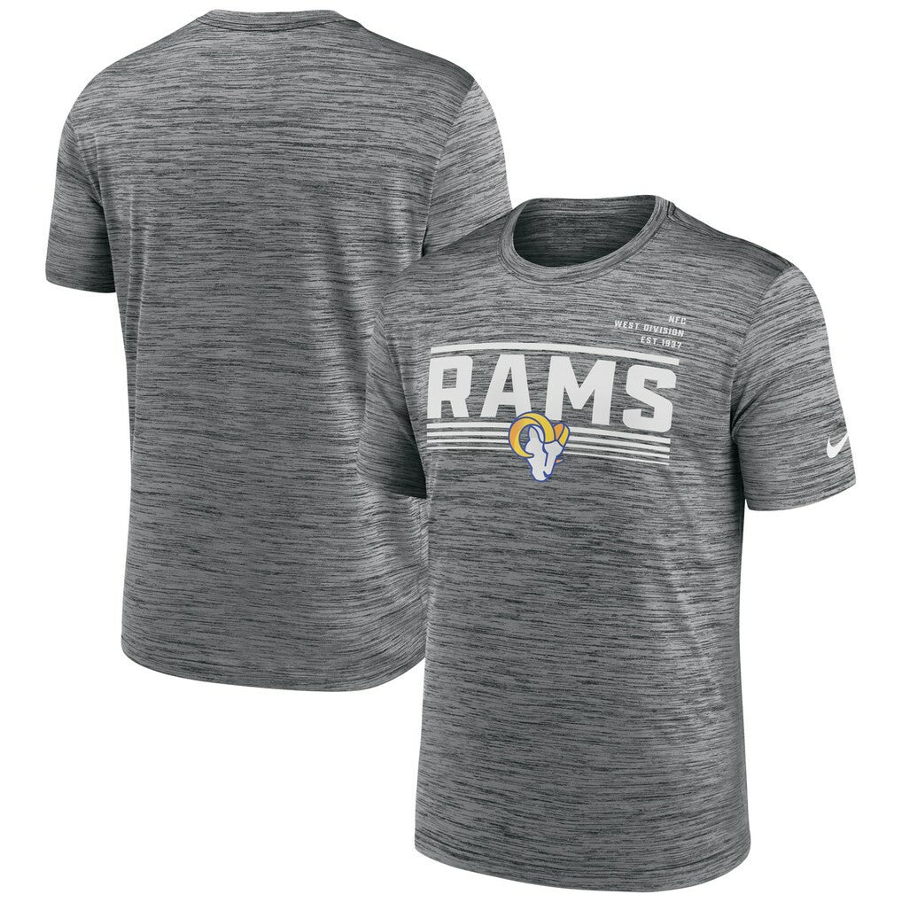 Los Angeles Rams Yardline Velocity Performance T-Shirt Gray | Nike for Sale
