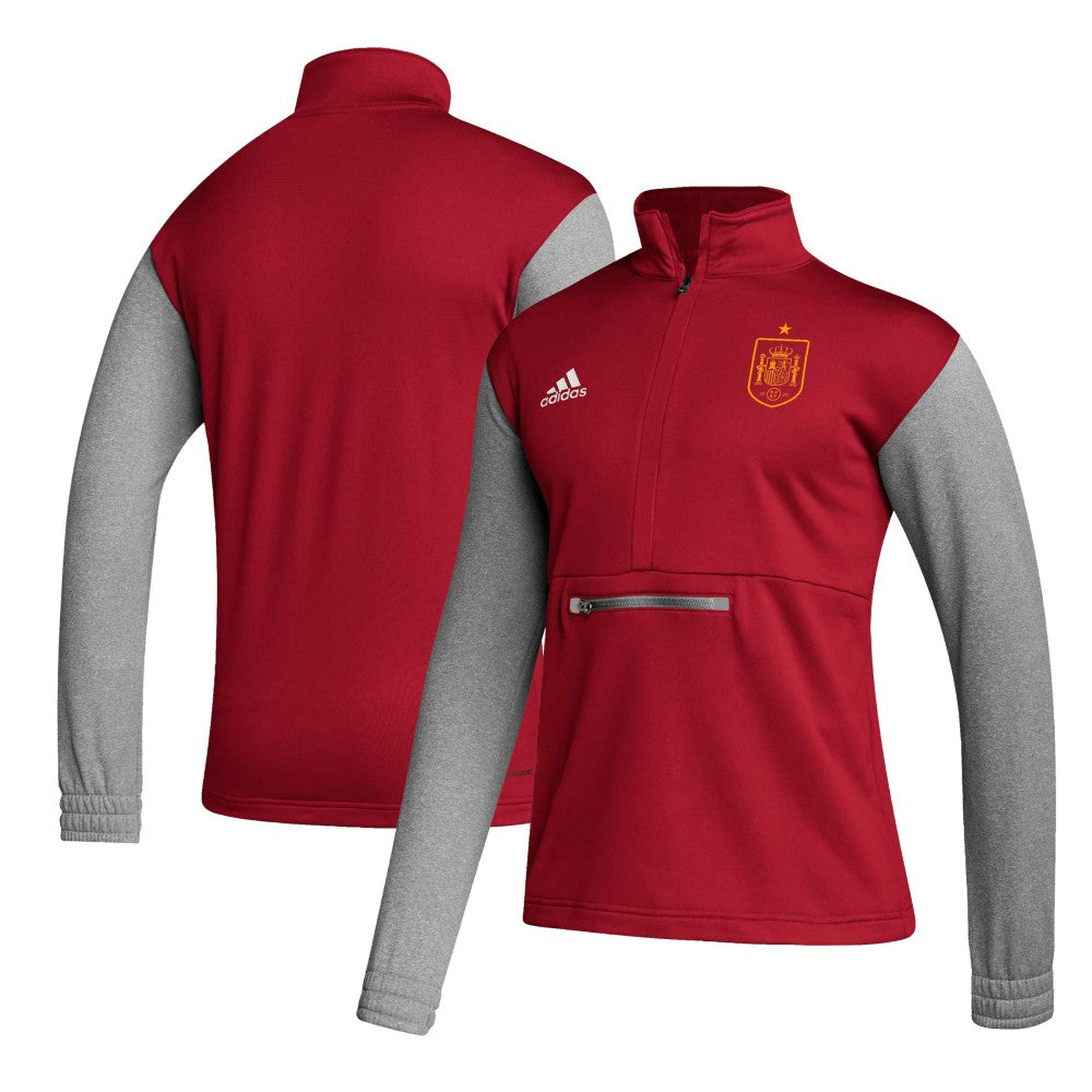 Spain National Team Crest Long Sleeve Half-Zip Top Red | Adidas Online