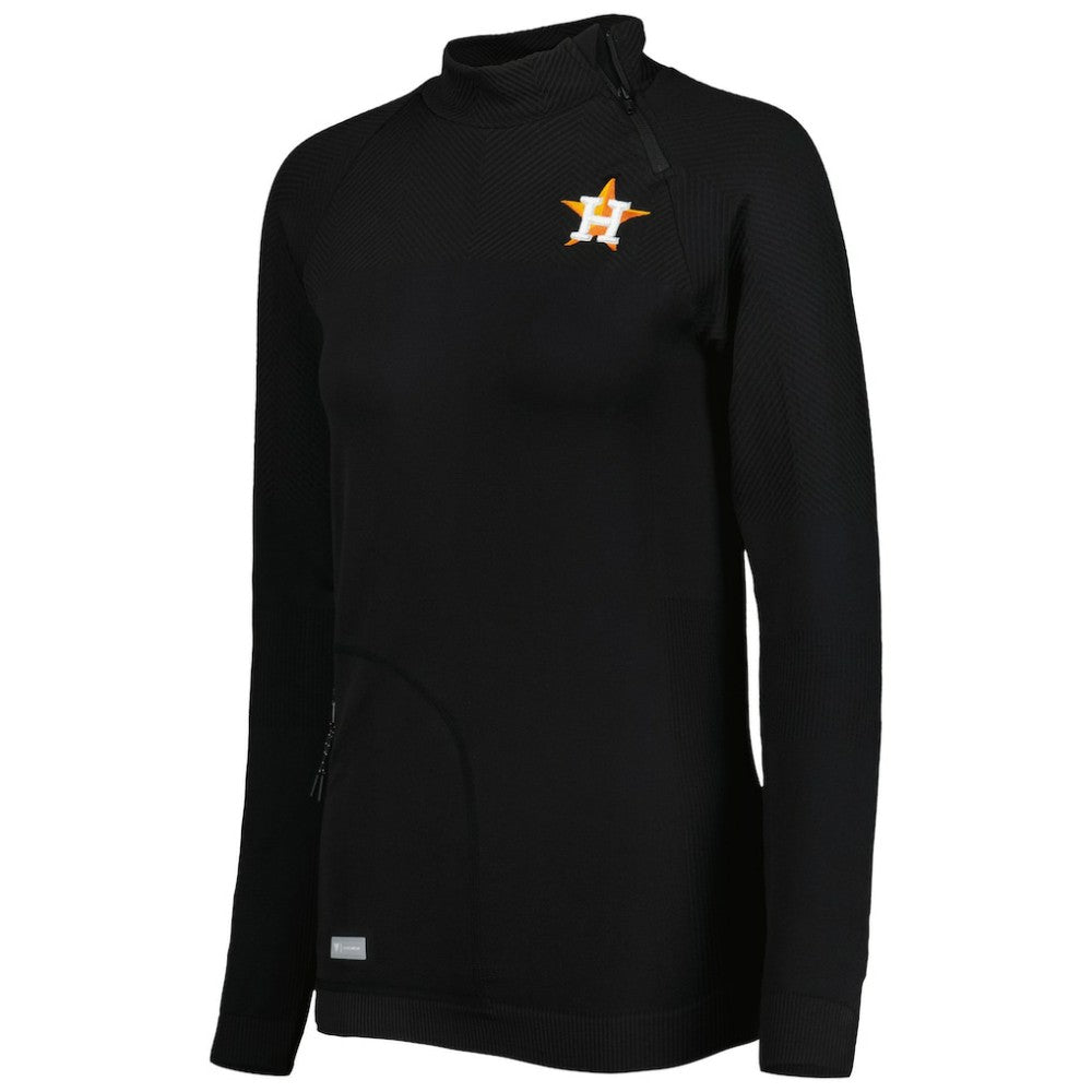 Houston Astros Levelwear Women's Verse Asymmetrical Raglan Tri-Blend Quarter-Zip Jacket - MLB