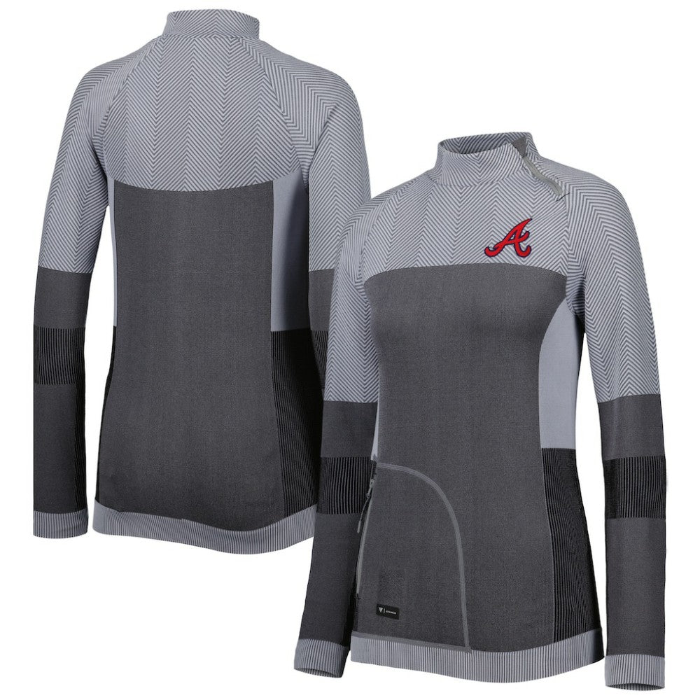 Atlanta Braves Levelwear Women's Verse Asymmetrical Raglan Tri-Blend Quarter-Zip Jacket - MLB
