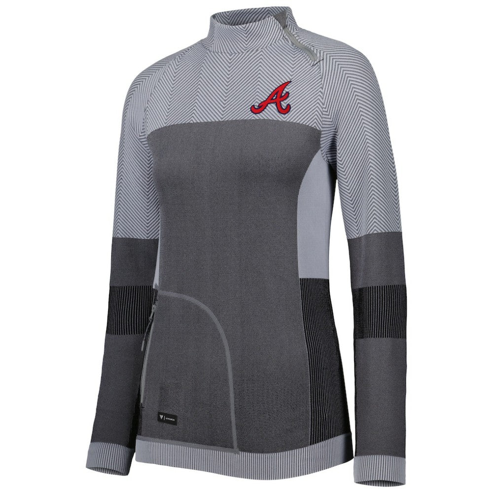 Atlanta Braves Levelwear Women's Verse Asymmetrical Raglan Tri-Blend Quarter-Zip Jacket - MLB