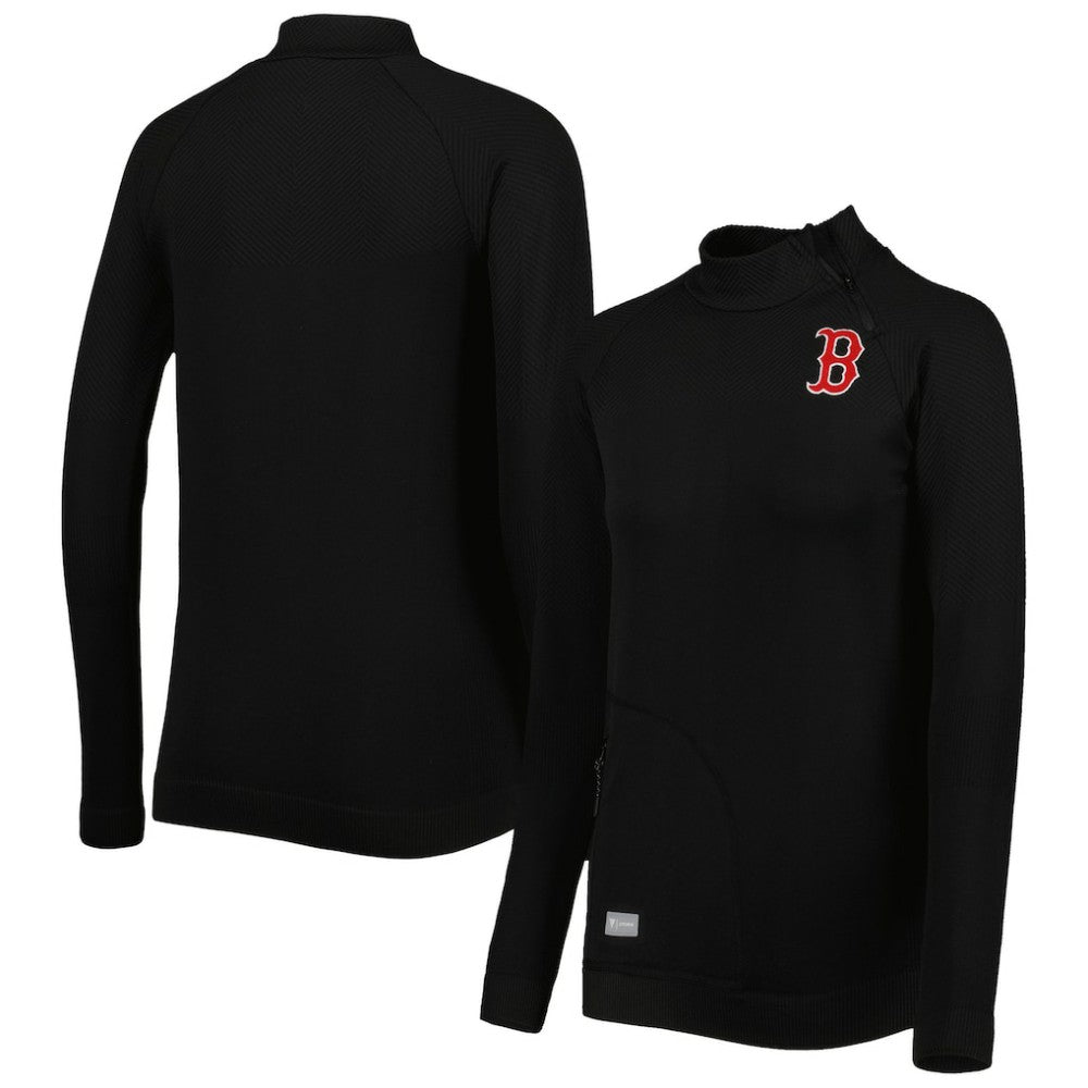 Boston Red Sox Levelwear Women's Verse Asymmetrical Raglan Tri-Blend Quarter-Zip Jacket - MLB
