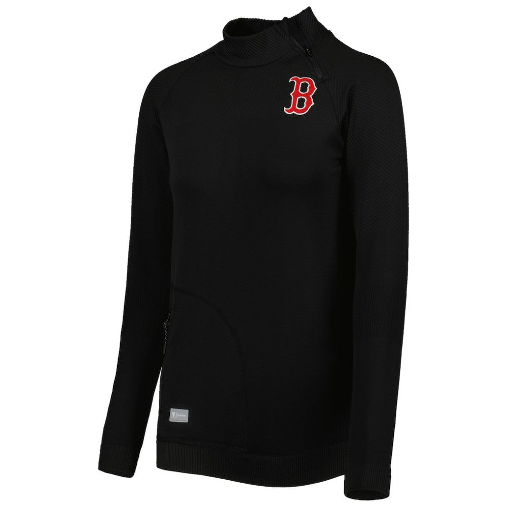 Boston Red Sox Levelwear Women's Verse Asymmetrical Raglan Tri-Blend Quarter-Zip Jacket - MLB
