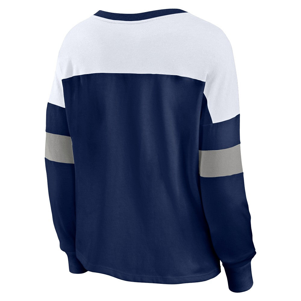 Milwaukee Brewers Fanatics Women's Even Match Lace-Up Long Sleeve V-Neck T-Shirt - MLB