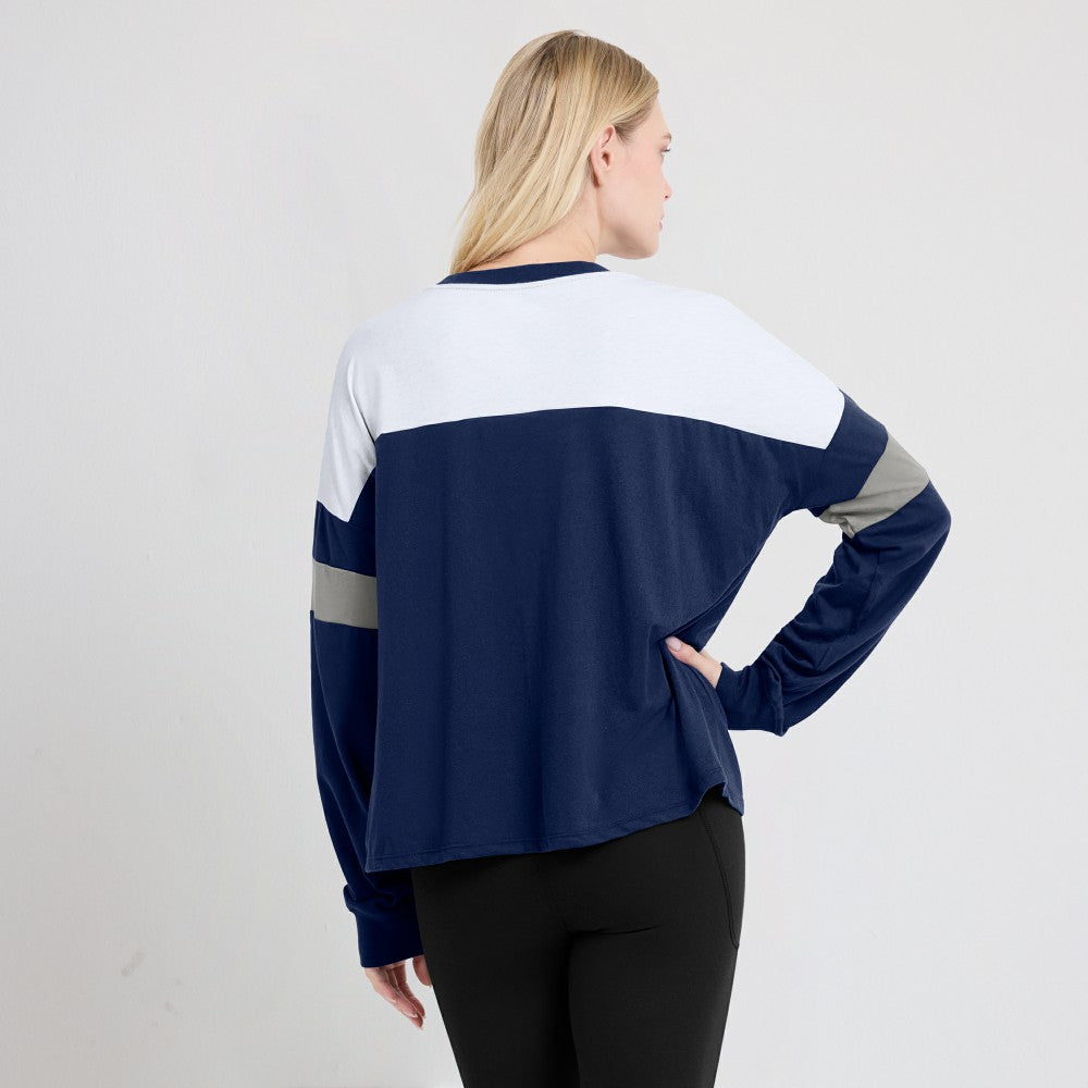 Milwaukee Brewers Fanatics Women's Even Match Lace-Up Long Sleeve V-Neck T-Shirt - MLB