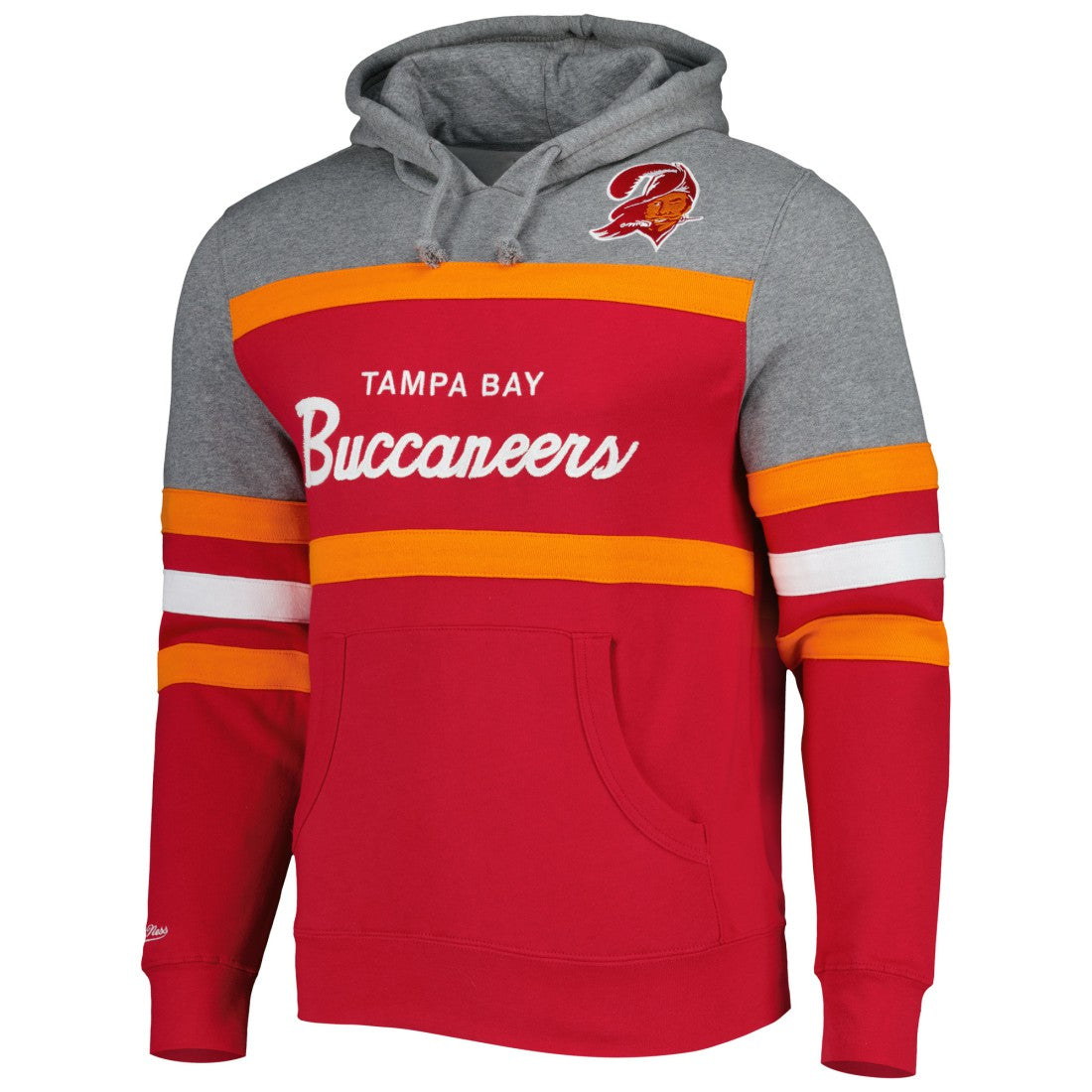 Tampa Bay Buccaneers Head Coach Pullover Hoodie Red/Heathered Gray | Mitchell & Ness
