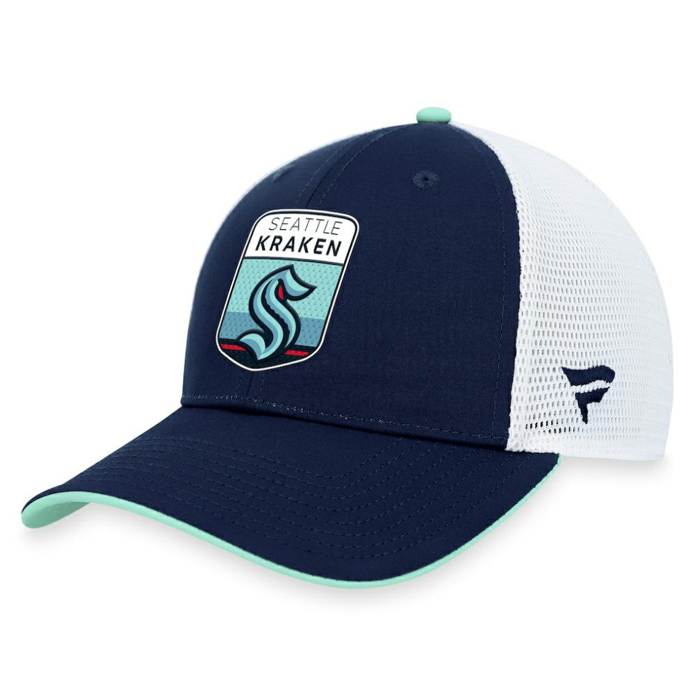 Seattle Kraken Fanatics 2023 NHL Draft On Stage Trucker Adjustable Hat - Deep Sea Blue - NHL