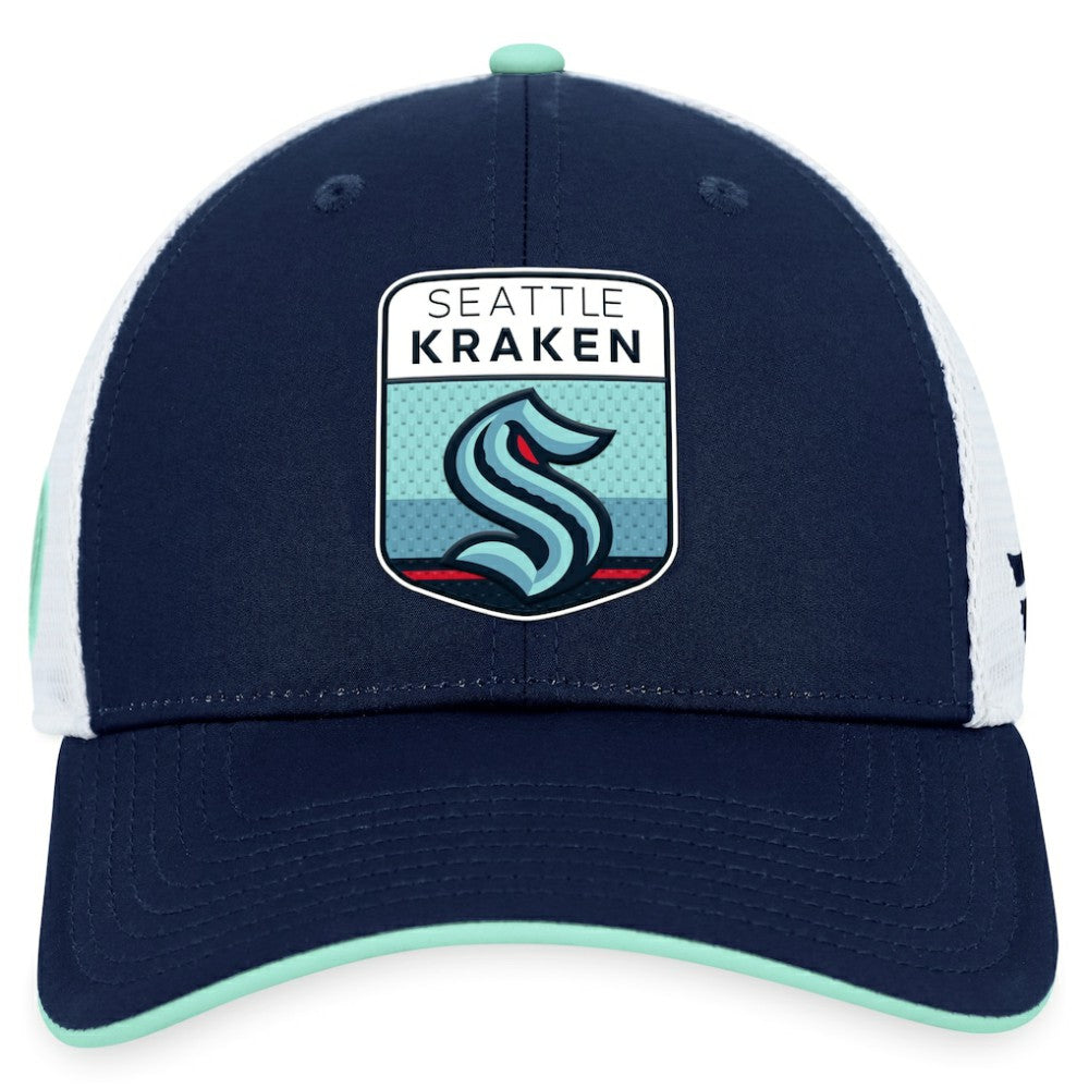Seattle Kraken Fanatics 2023 NHL Draft On Stage Trucker Adjustable Hat - Deep Sea Blue - NHL