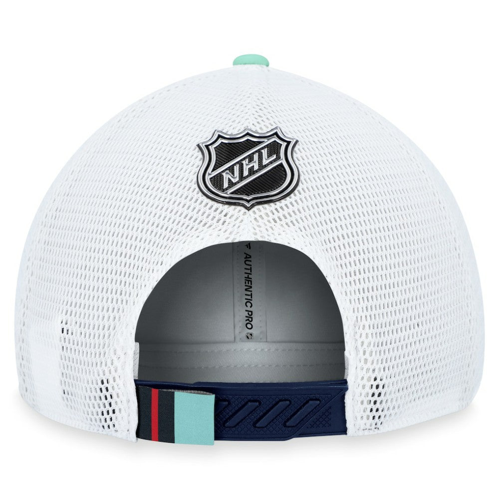 Seattle Kraken Fanatics 2023 NHL Draft On Stage Trucker Adjustable Hat - Deep Sea Blue - NHL