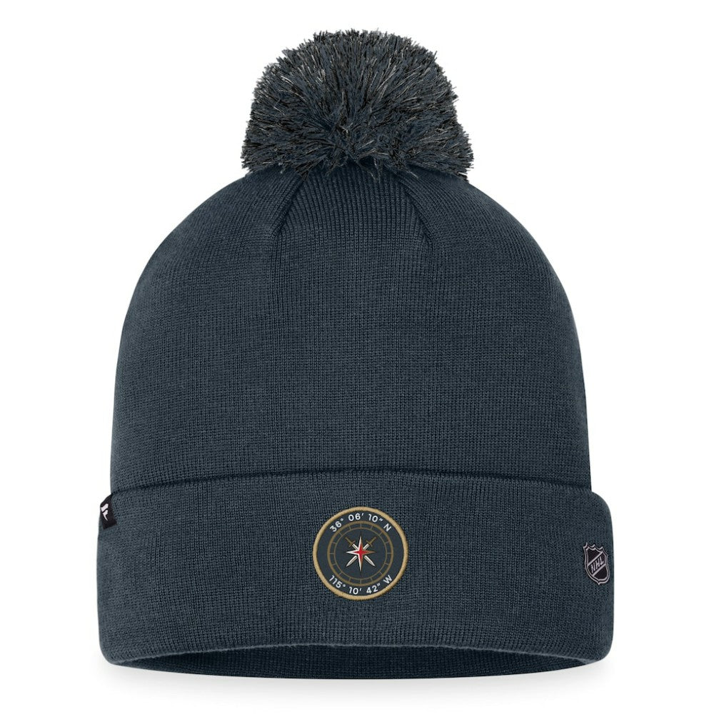 Vegas Golden Knights Fanatics 2023 NHL Draft Cuffed Knit Hat with Pom - Charcoal - NHL