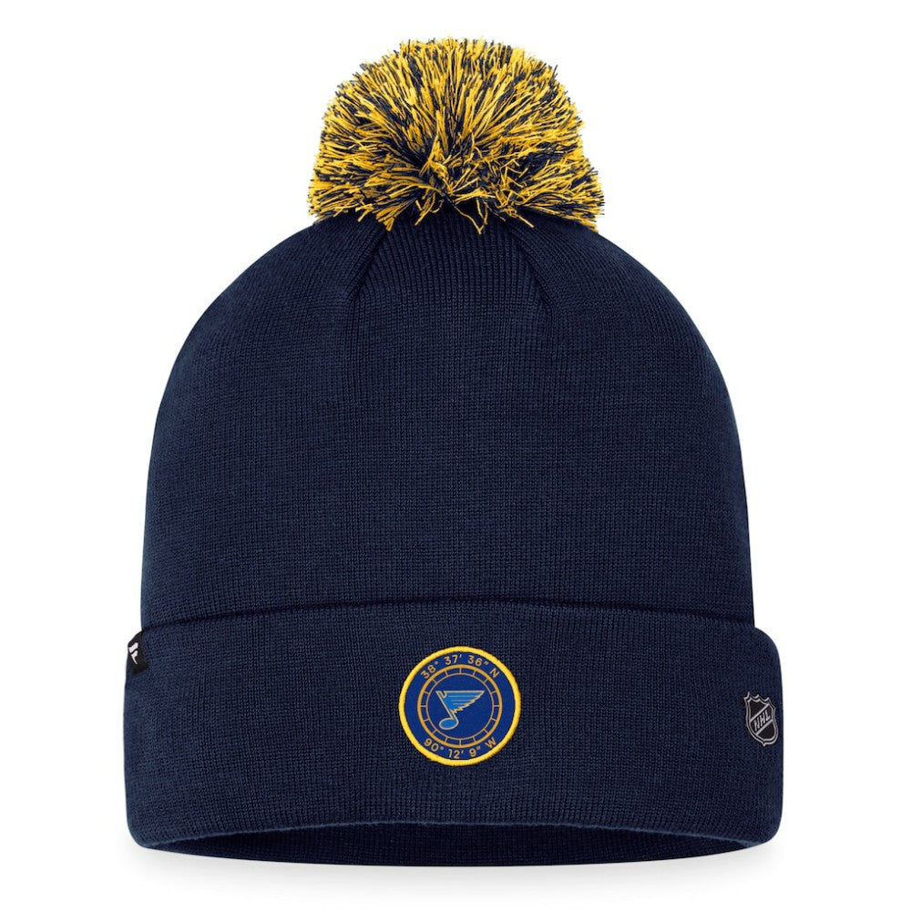 St. Louis Blues Fanatics 2023 NHL Draft Cuffed Knit Hat with Pom - Navy - NHL