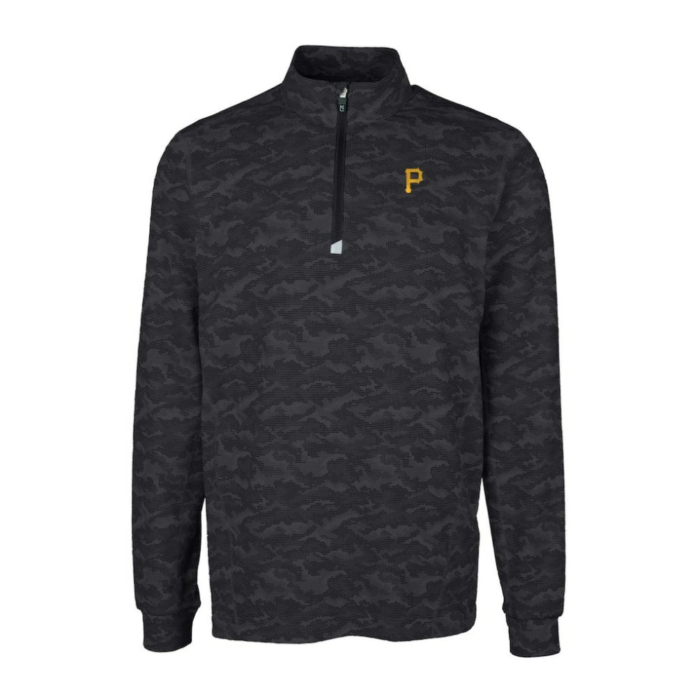 Pittsburgh Pirates Cutter & Buck Big & Tall Traverse Camo Print Stretch Quarter-Zip Pullover Top - MLB