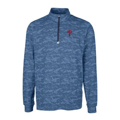 Philadelphia Phillies Cutter & Buck Big & Tall Traverse Camo Print Stretch Quarter-Zip Pullover Top - MLB
