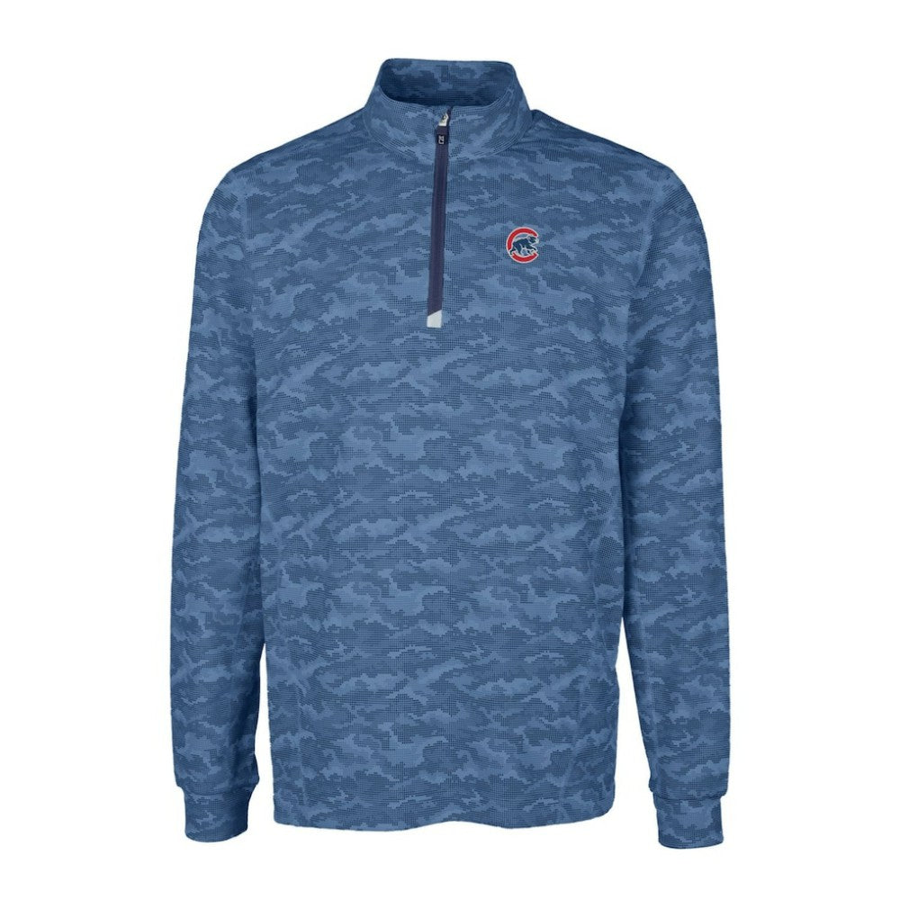 Chicago Cubs Cutter & Buck Big & Tall Traverse Camo Print Stretch Quarter-Zip Pullover Top - MLB