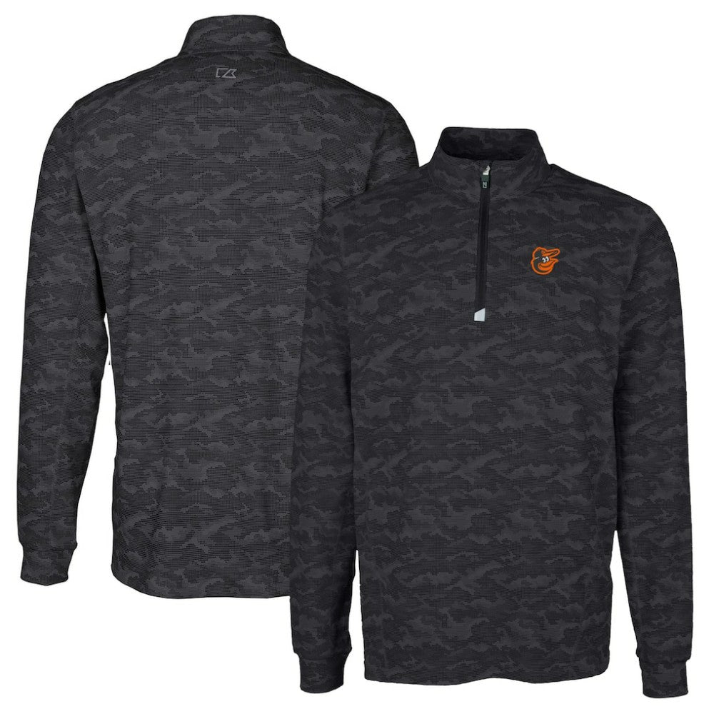 Baltimore Orioles Cutter & Buck Traverse Camo Print Stretch Quarter-Zip Pullover Top - MLB