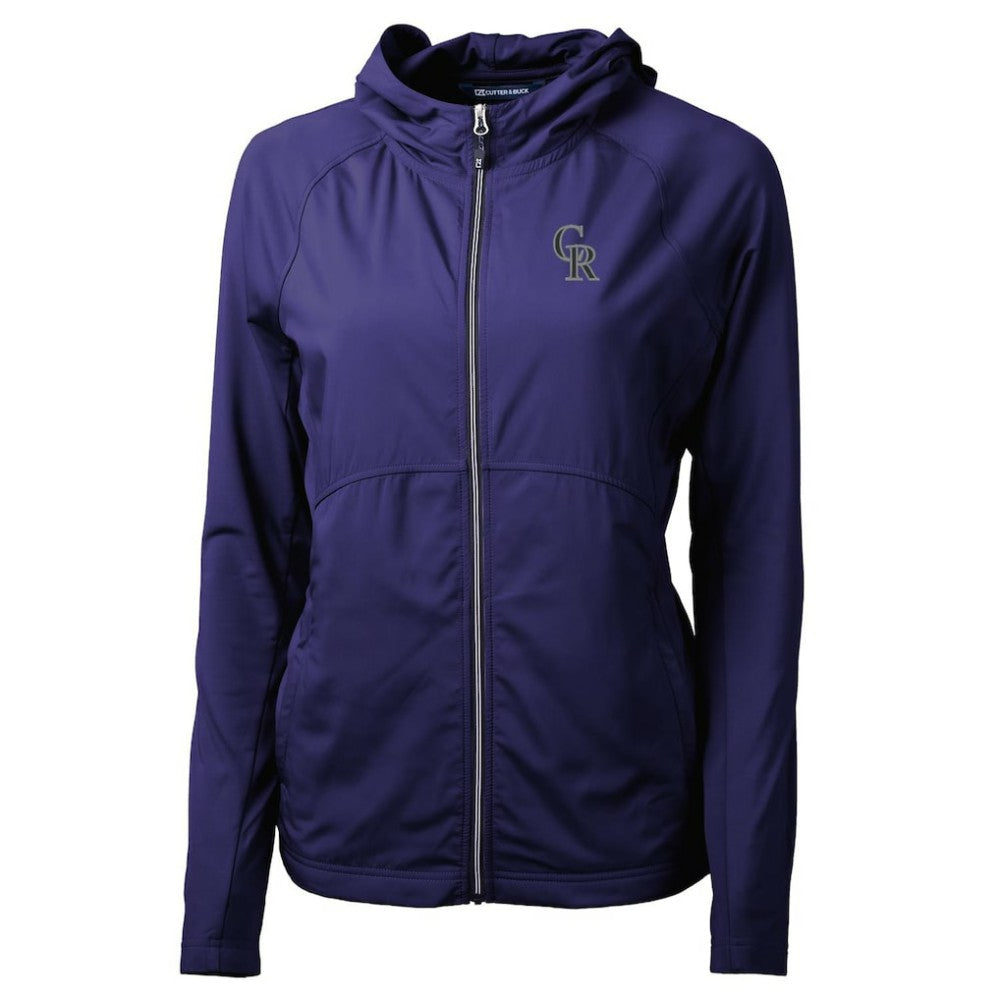 Colorado Rockies Cutter & Buck Women's Adapt Eco Knit Hybrid Recycled Full-Zip Hoodie - MLB