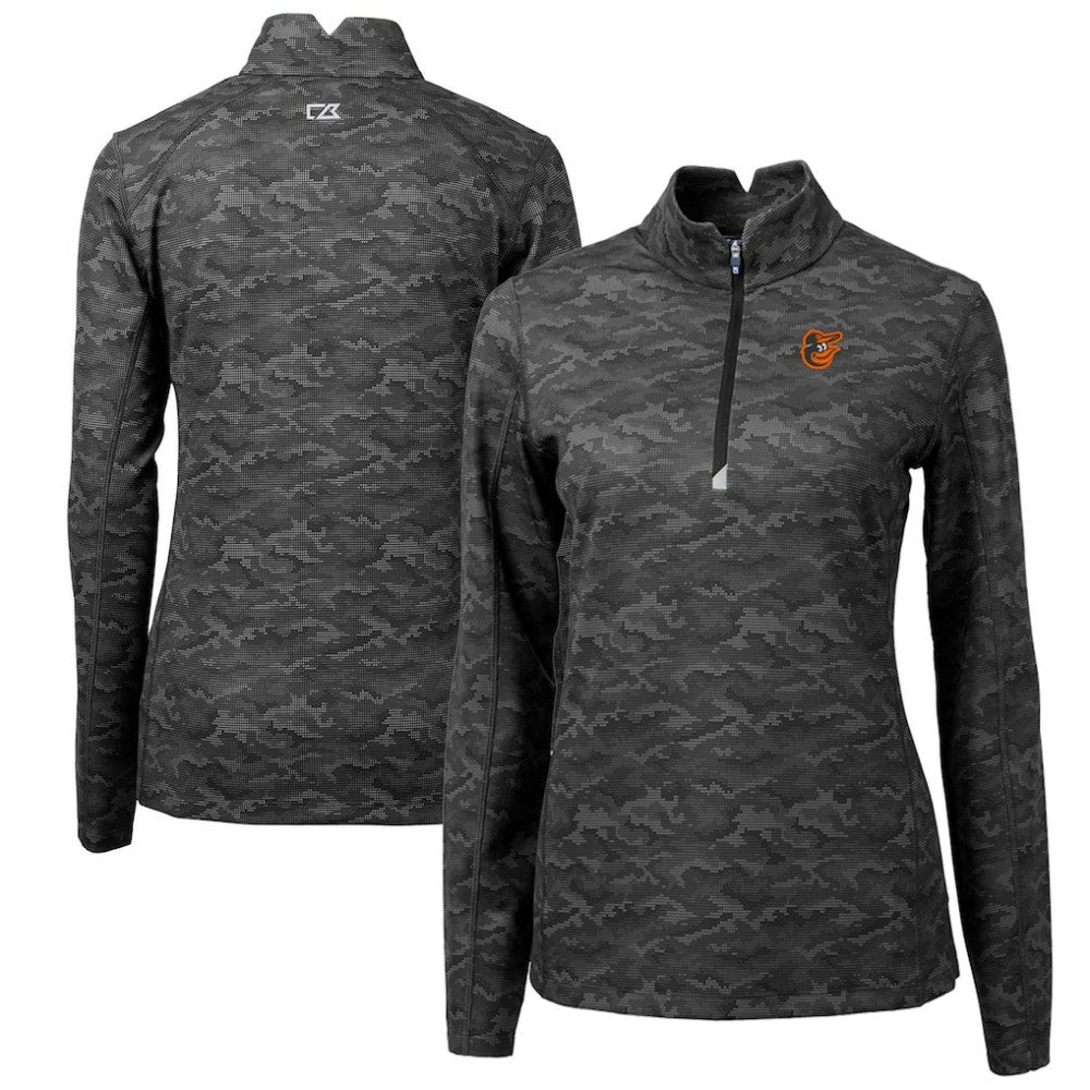 Baltimore Orioles Cutter & Buck Women's Traverse Camo Print Stretch Quarter-Zip Pullover Top - MLB