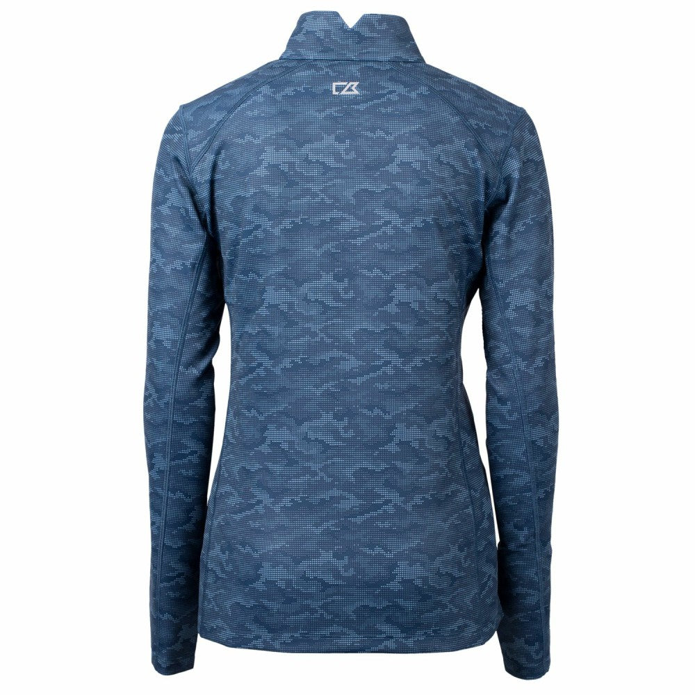 Cleveland Guardians Cutter & Buck Women's Traverse Camo Print Stretch Quarter-Zip Pullover Top - MLB