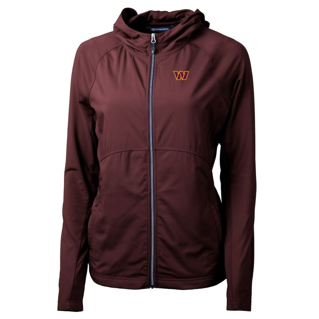 Washington Commanders Cutter & Buck Women's Adapt Eco Knit Hybrid Recycled Full-Zip Hoodie Burgundy | NFL