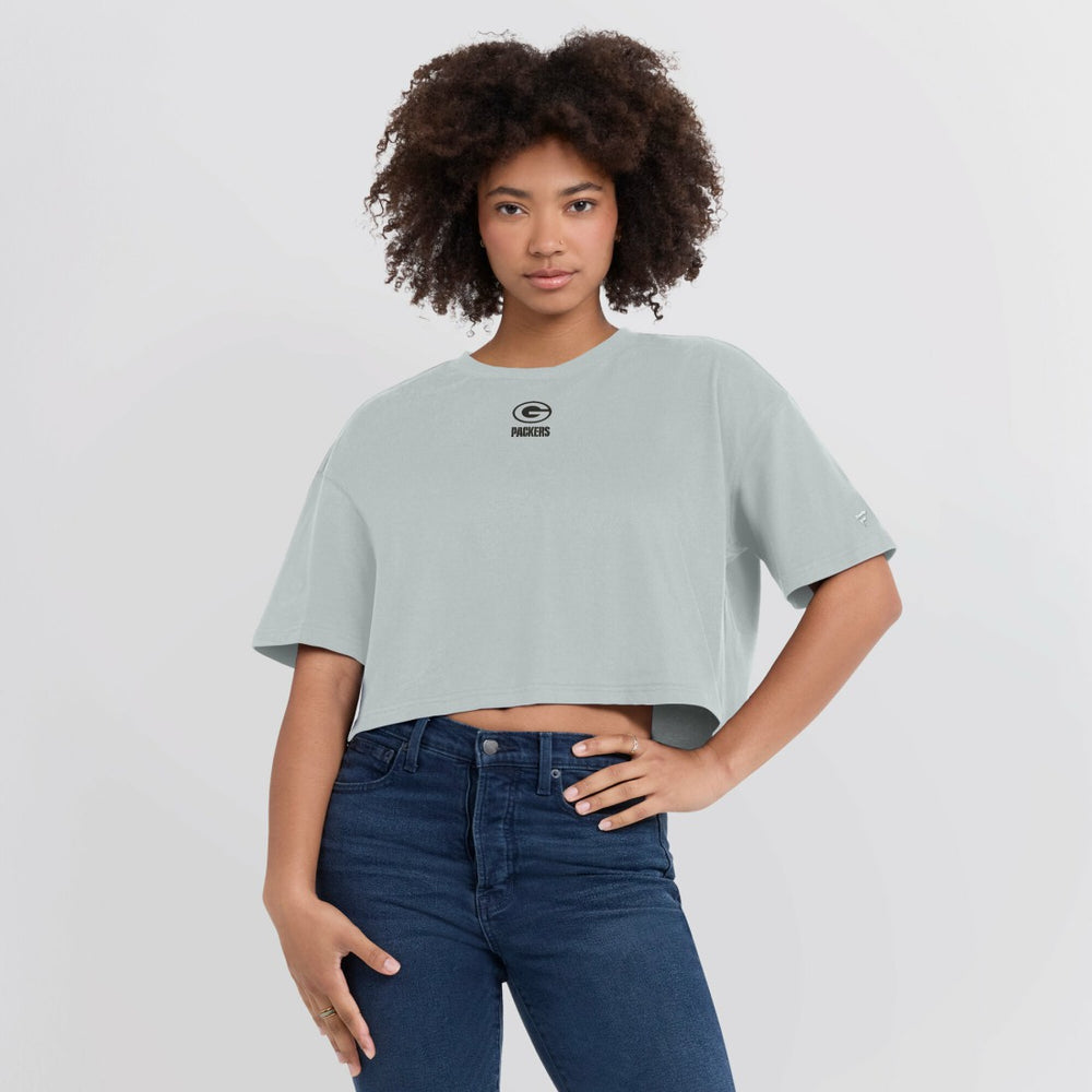 Green Bay Packers Women's Elements Super Soft Boxy Cropped T-Shirt Gray | Fanatics