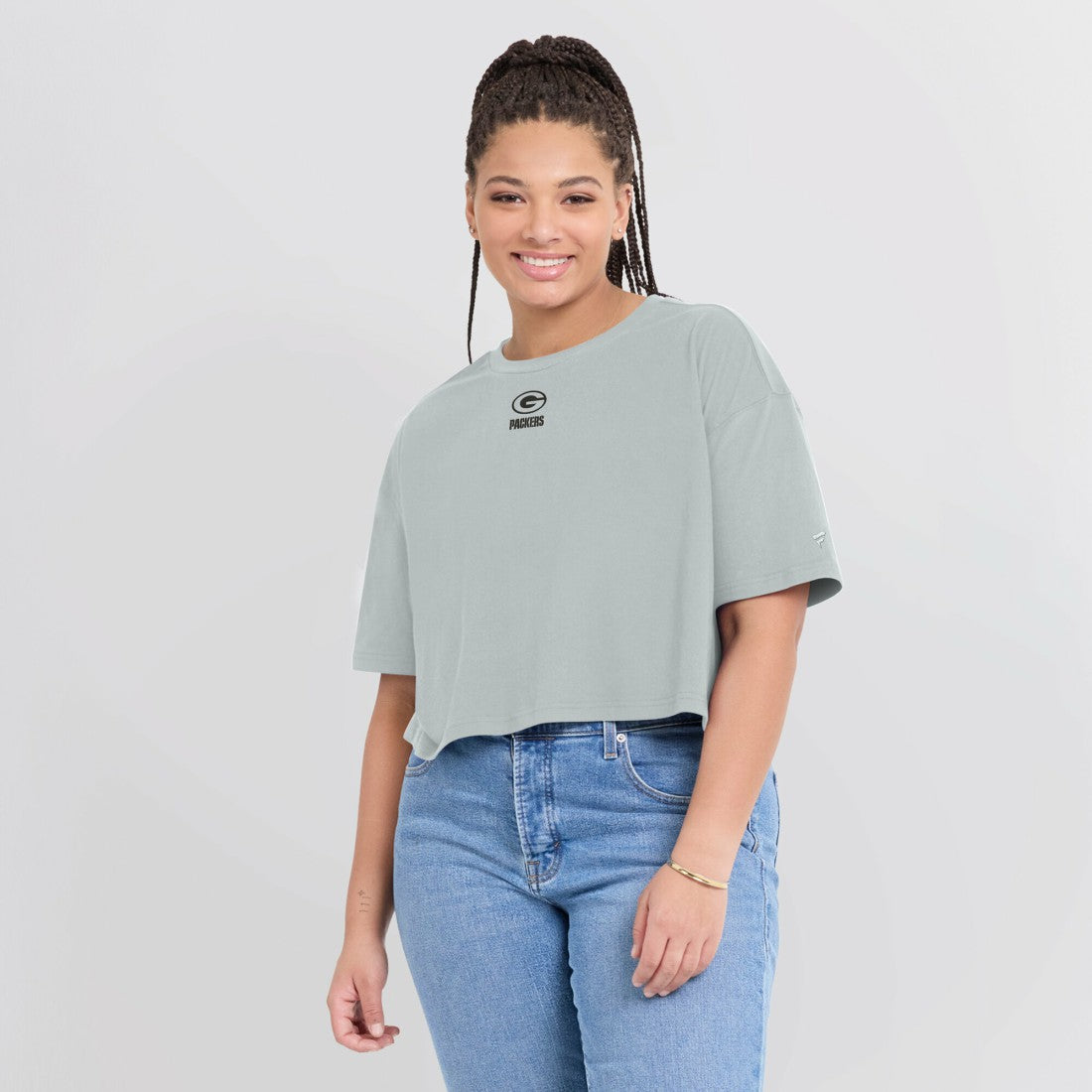 Green Bay Packers Women's Elements Super Soft Boxy Cropped T-Shirt Gray | Fanatics