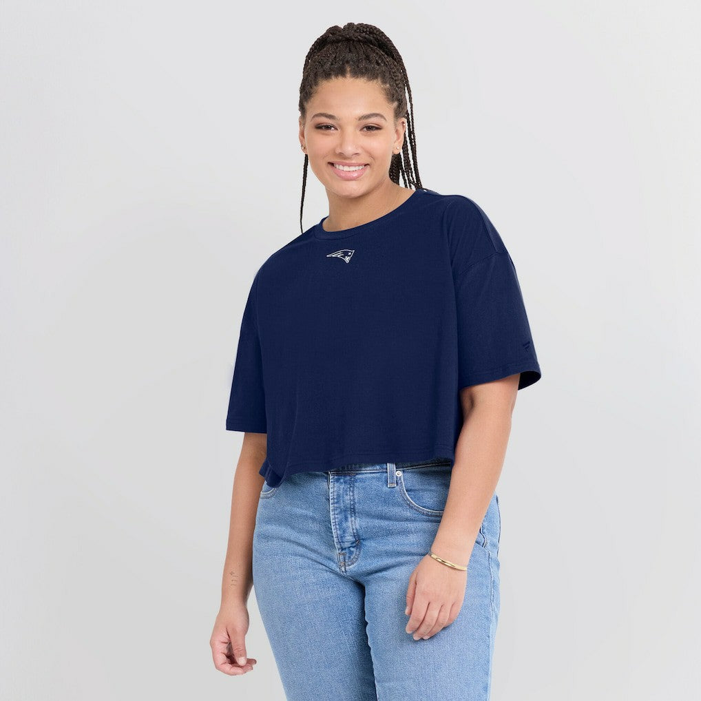 New England Patriots Women's Elements Super Soft Boxy Cropped T-Shirt Navy | Fanatics