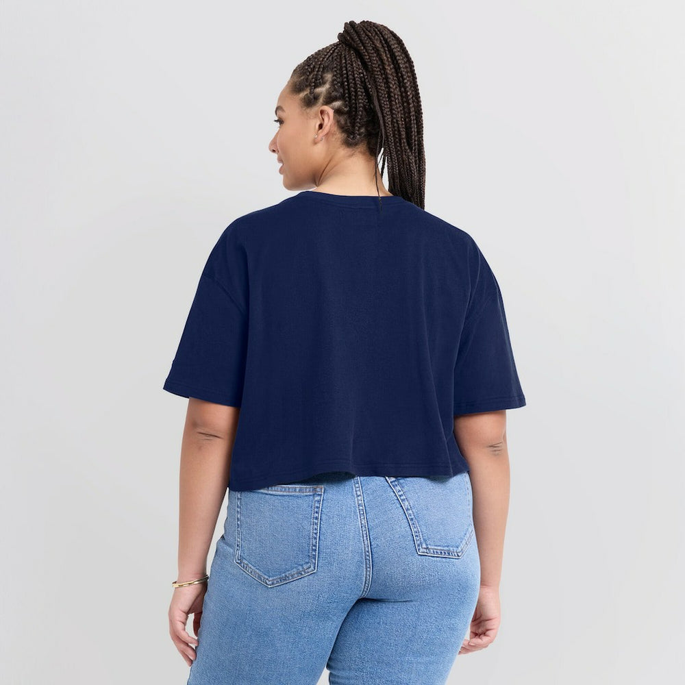 New England Patriots Women's Elements Super Soft Boxy Cropped T-Shirt Navy | Fanatics