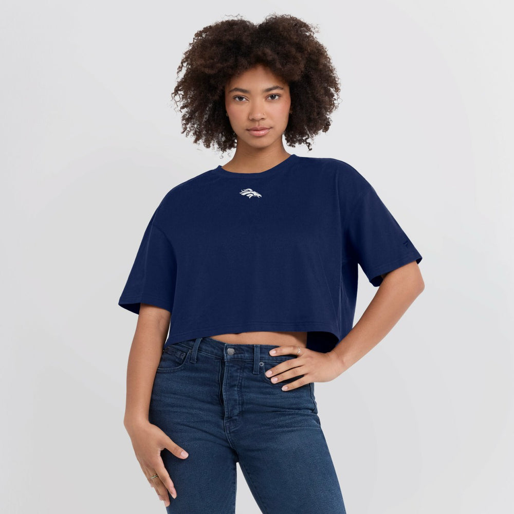 Denver Broncos Women's Elements Super Soft Boxy Cropped T-Shirt Navy | Fanatics