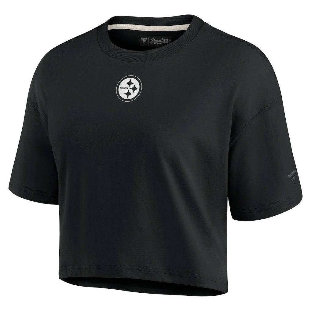 Pittsburgh Steelers Women's Elements Super Soft Boxy Cropped T-Shirt Black | Fanatics
