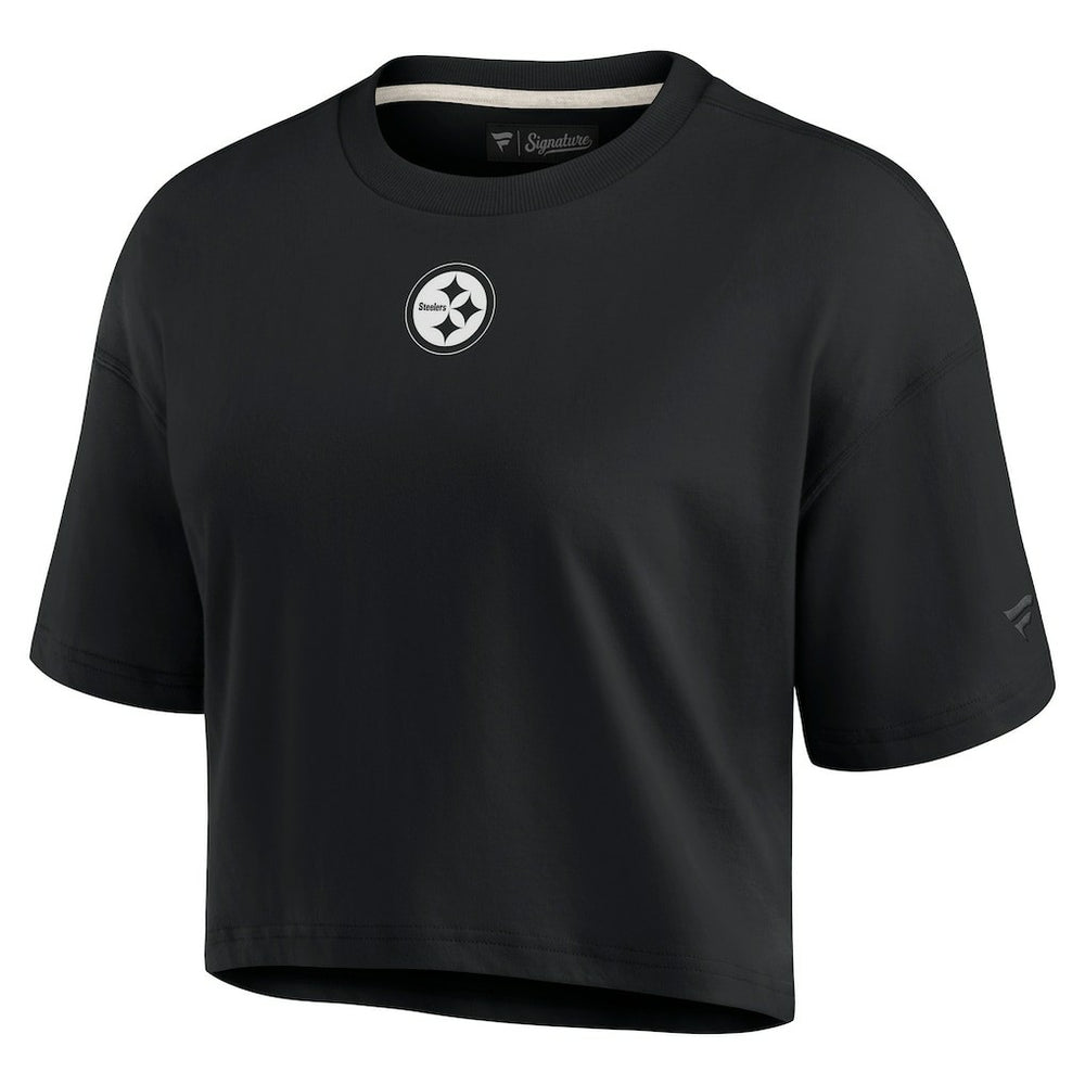 Pittsburgh Steelers Women's Elements Super Soft Boxy Cropped T-Shirt Black | Fanatics