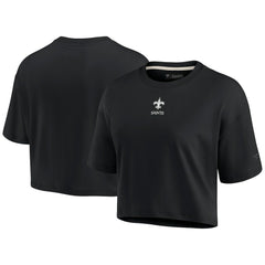 New Orleans Saints Women's Elements Super Soft Boxy Cropped T-Shirt Black | Fanatics