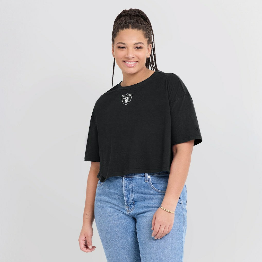 Las Vegas Raiders Women's Elements Super Soft Boxy Cropped T-Shirt Black | Fanatics