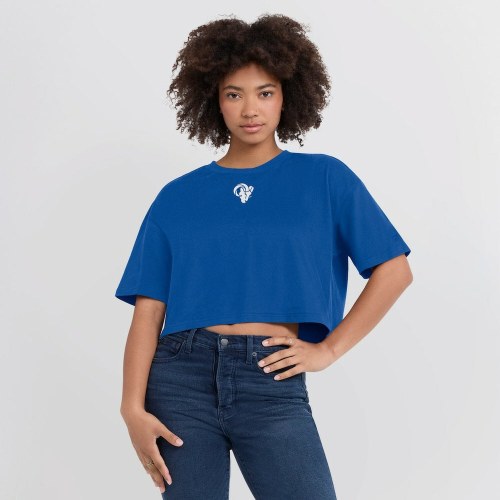 Los Angeles Rams Women's Elements Super Soft Boxy Cropped T-Shirt Royal | Fanatics