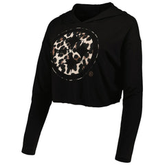T.J. Watt Pittsburgh Steelers Majestic Threads Women's Leopard Player Name & Number Long Sleeve Cropped Hoodie Black | NFL