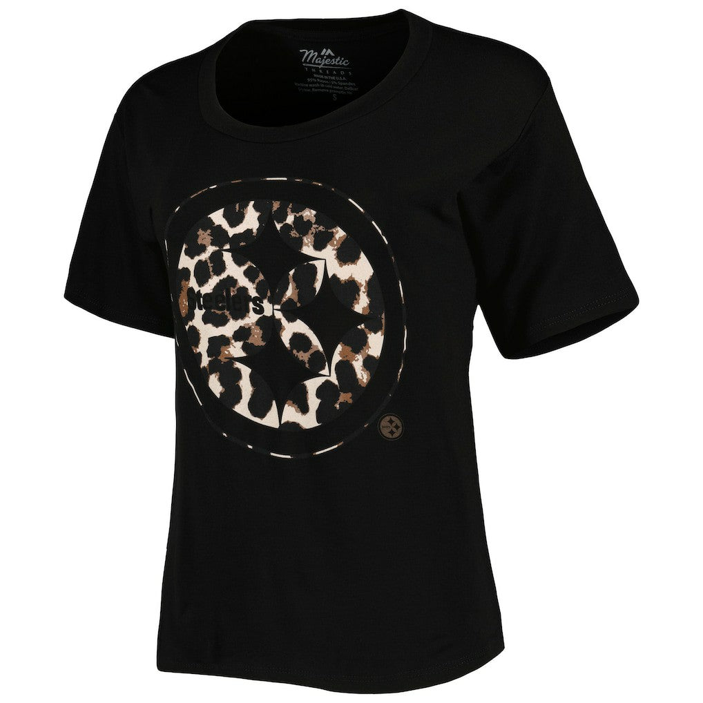 T.J. Watt Pittsburgh Steelers Majestic Threads Women's Leopard Player Name & Number T-Shirt Black | NFL