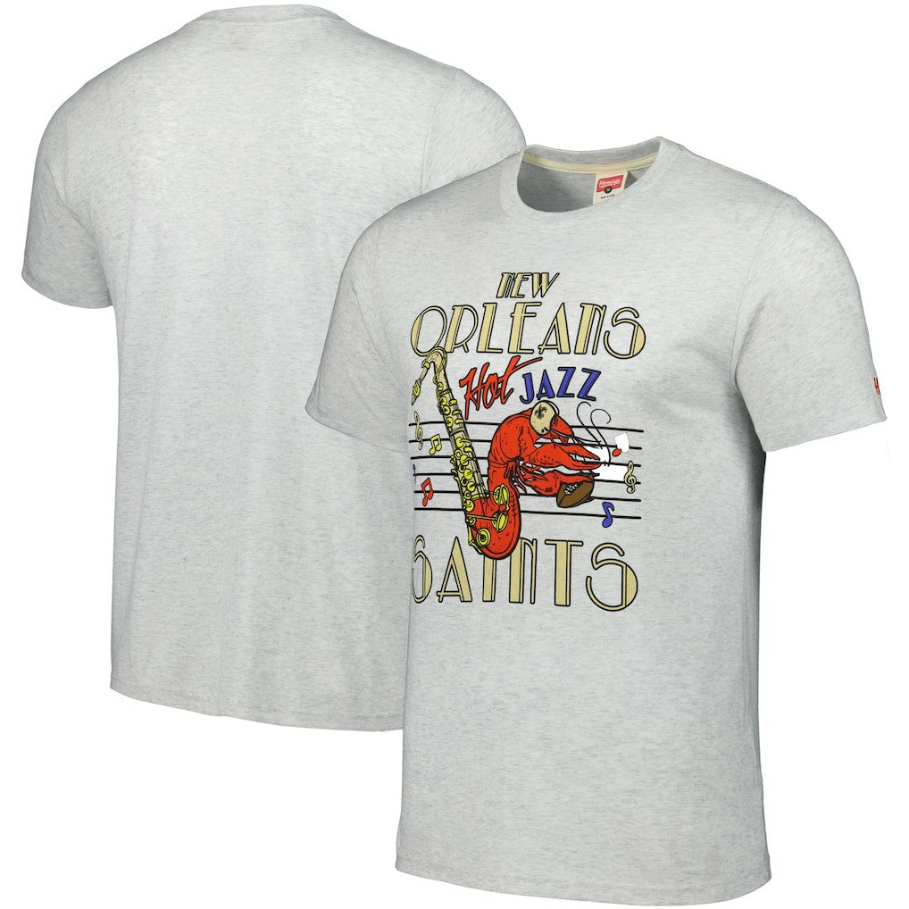 New Orleans Saints Homage Jazz Hyper Local Tri-Blend T-Shirt Ash | NFL