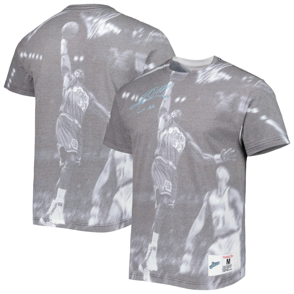 Karl Malone Utah Jazz Above The Rim T-Shirt Heather Gray - NBA
