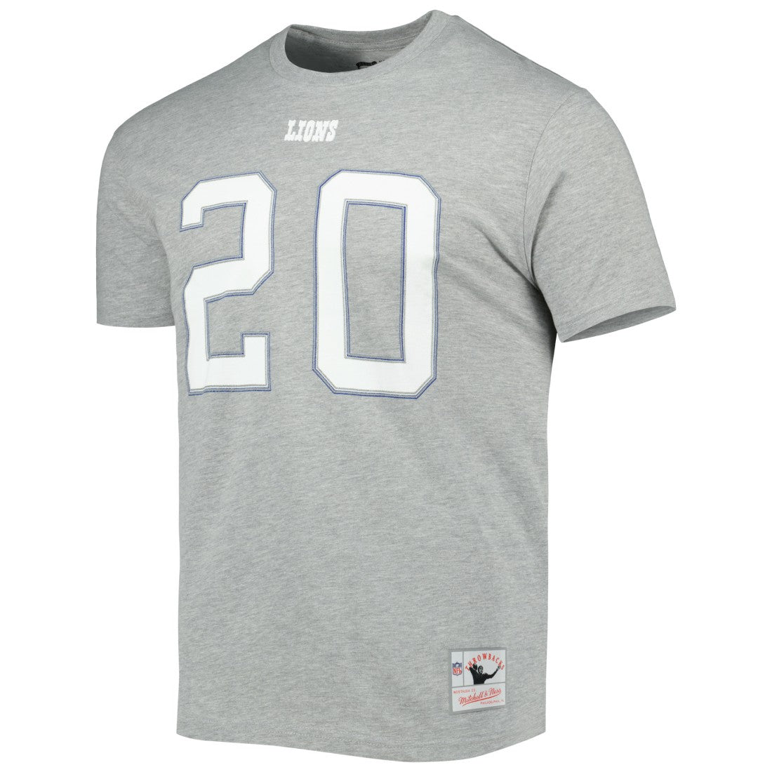 Barry Sanders Detroit Lions Retired Player Logo Name & Number T-Shirt Gray | Mitchell & Ness