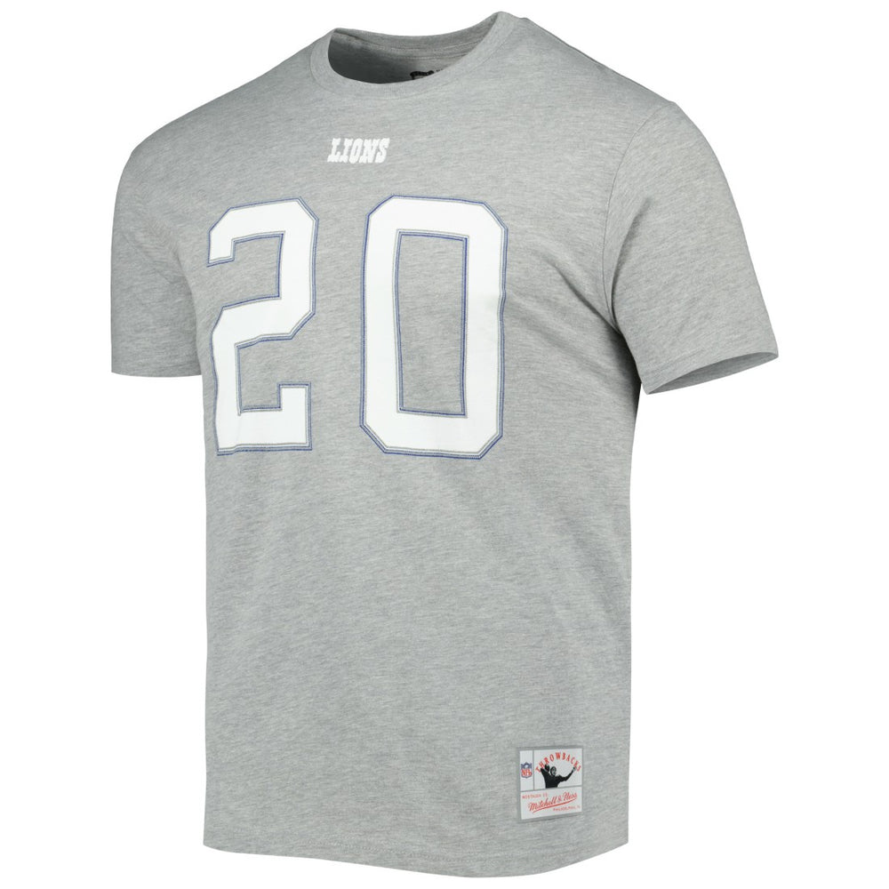 Barry Sanders Detroit Lions Retired Player Logo Name & Number T-Shirt Gray | Mitchell & Ness