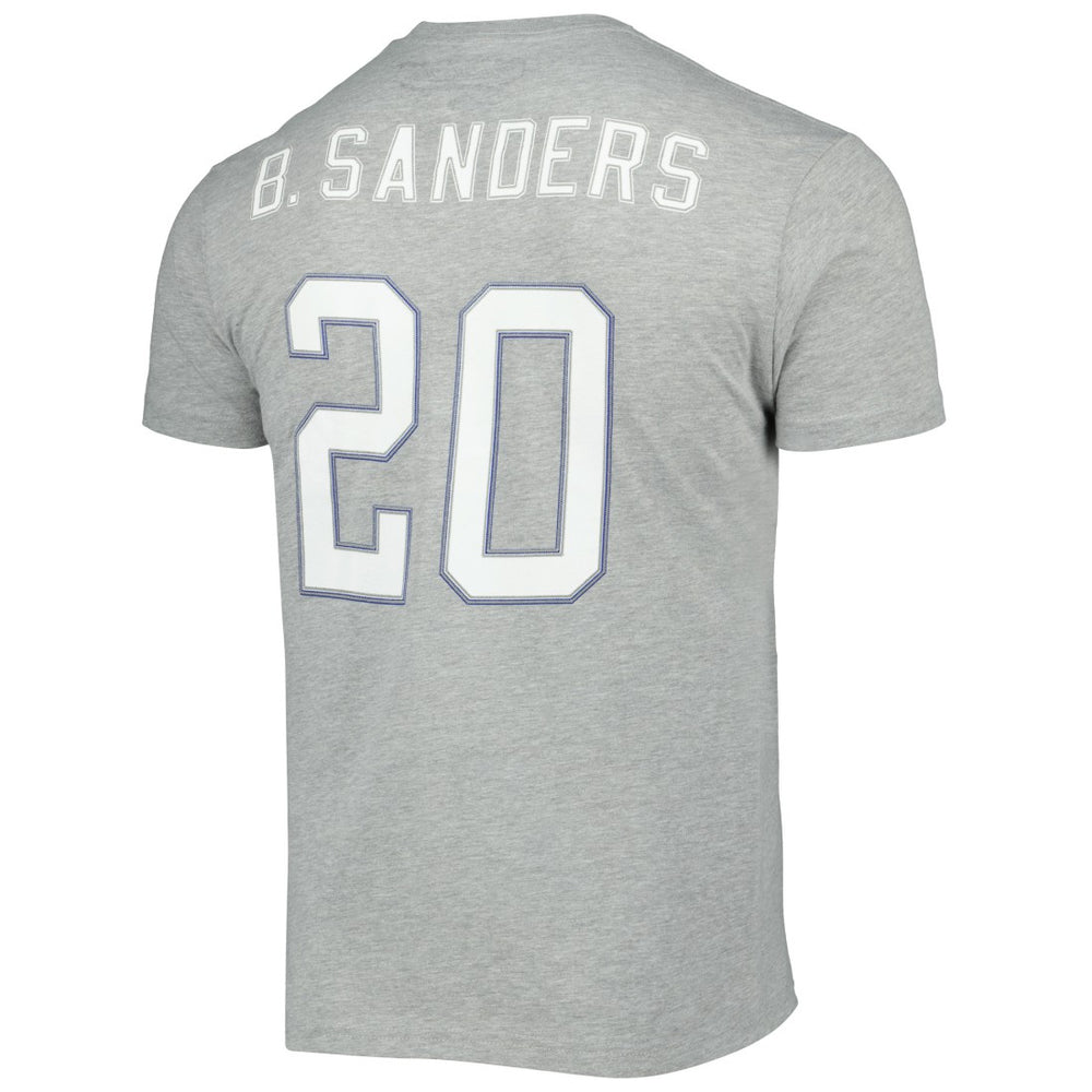 Barry Sanders Detroit Lions Retired Player Logo Name & Number T-Shirt Gray | Mitchell & Ness