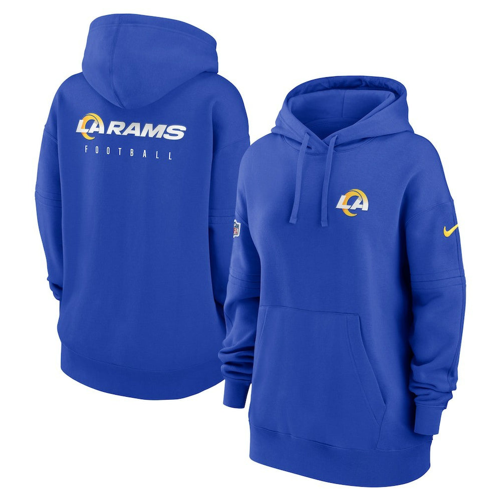 Los Angeles Rams Women's 2023 Sideline Club Fleece Pullover Hoodie Royal | Nike for Sale