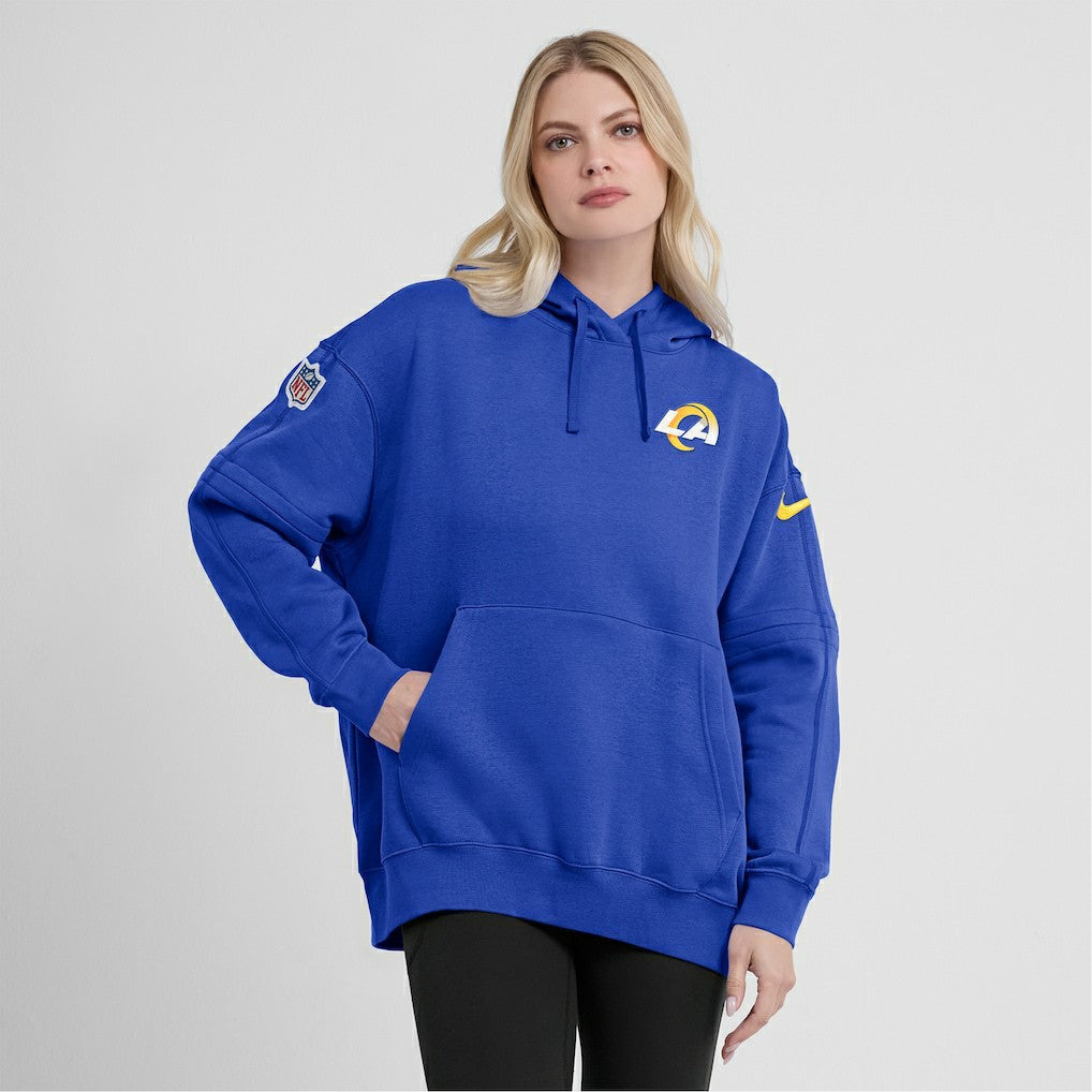 Los Angeles Rams Women's 2023 Sideline Club Fleece Pullover Hoodie Royal | Nike for Sale