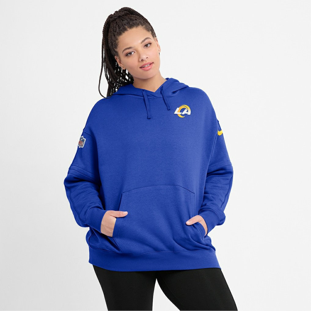 Los Angeles Rams Women's 2023 Sideline Club Fleece Pullover Hoodie Royal | Nike for Sale