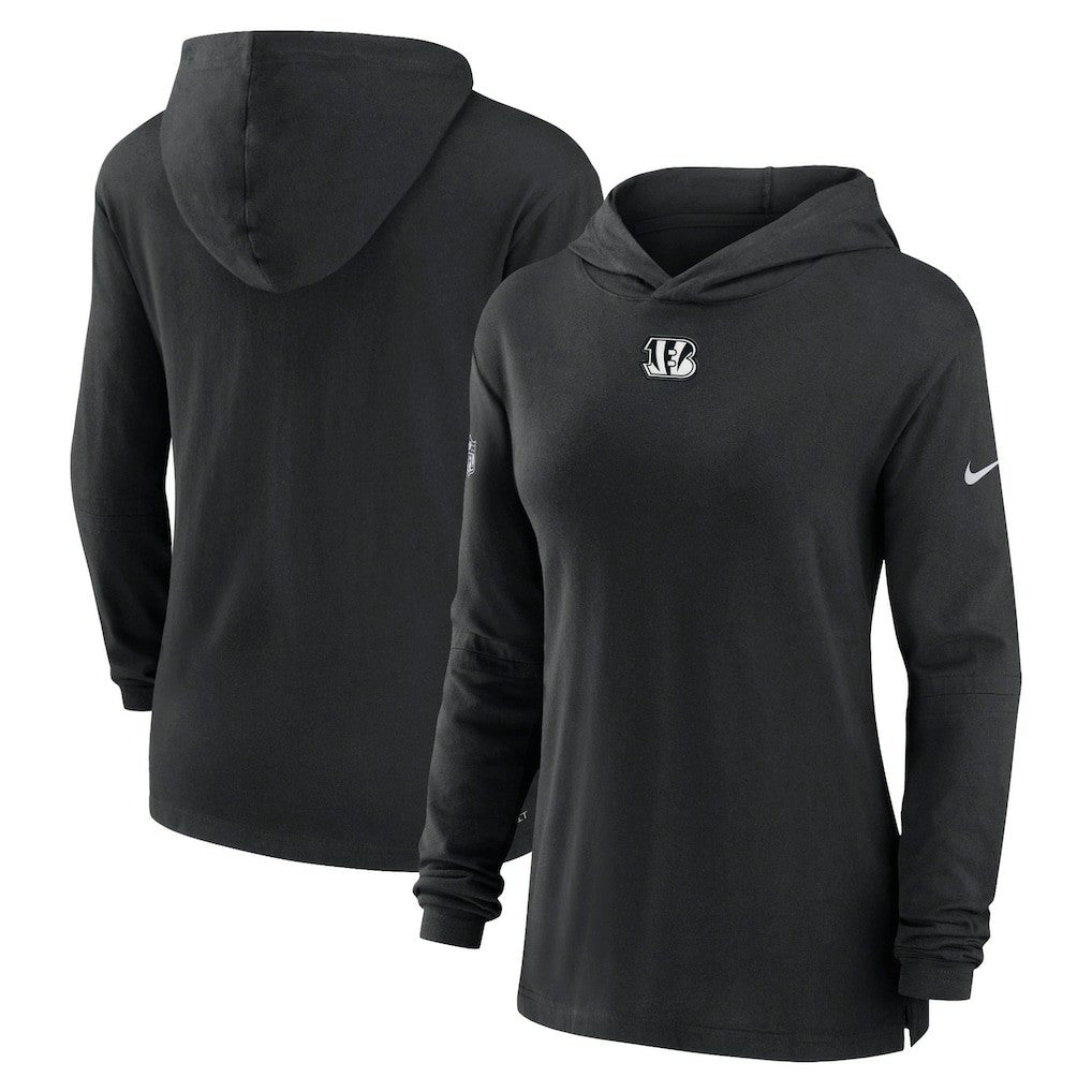 Cincinnati Bengals Women's Sideline Performance Long Sleeve Hoodie T-Shirt Black | Nike for Sale