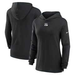 Cincinnati Bengals Women's Sideline Performance Long Sleeve Hoodie T-Shirt Black | Nike for Sale