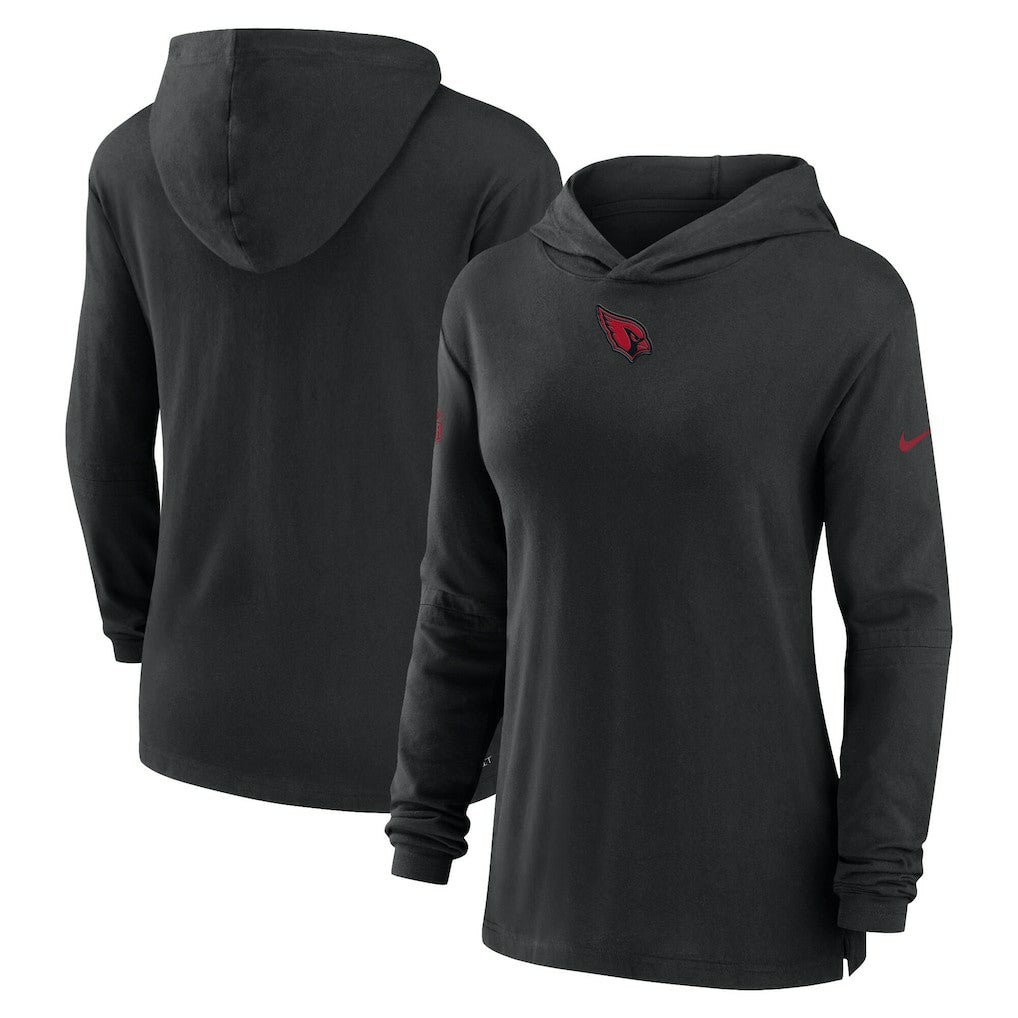 Arizona Cardinals Women's Sideline Performance Long Sleeve Hoodie T-Shirt Black | Nike for Sale