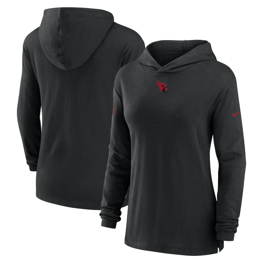 Arizona Cardinals Women's Sideline Performance Long Sleeve Hoodie T-Shirt Black | Nike for Sale