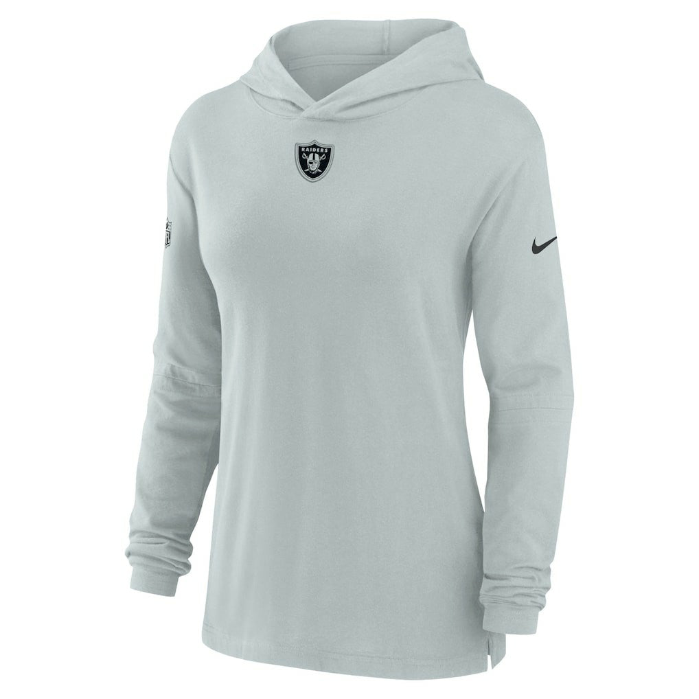 Las Vegas Raiders Women's Sideline Performance Long Sleeve Hoodie T-Shirt Silver | Nike for Sale