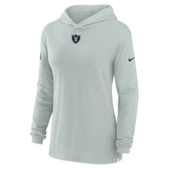 Las Vegas Raiders Women's Sideline Performance Long Sleeve Hoodie T-Shirt Silver | Nike for Sale